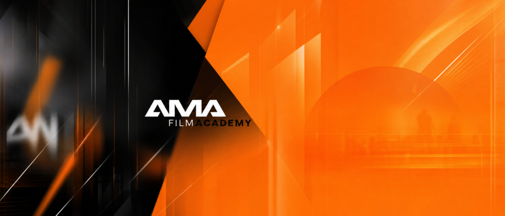 AMA FILM ACADEMY logo on an orange background